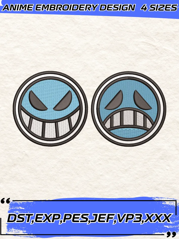 Ace Hat Face Embroidery Design,One Piece Machine Embroidery Design,4 Sizes,Instant Download