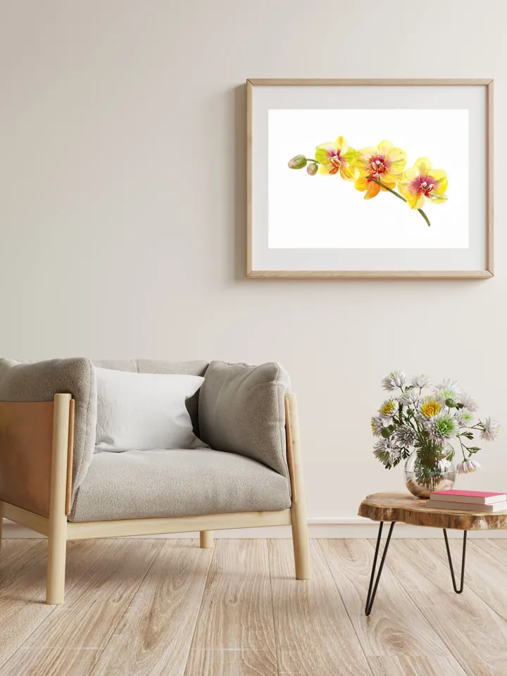 Watercolor Orchid Art Flower Line Art  Wild Flowers Botanical Printable Wall Art Flower Print Minimal Botanical Poster Giclee Botanical Art