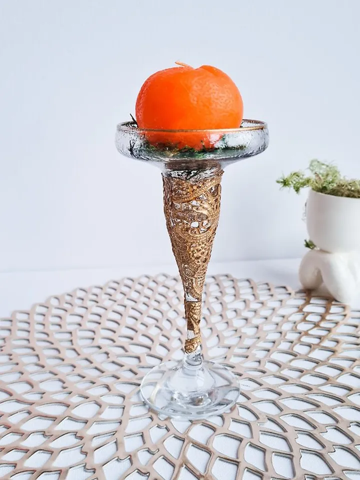Gold Glass Candle Holder Handcrafted Vintage-Inspired Glass Candle Holder