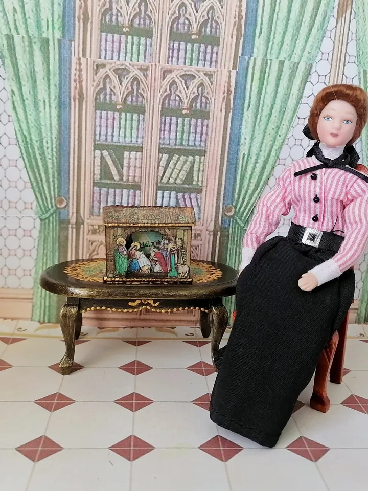 Nativity scene. Christmas miniature. Dollhouse miniature. 1:12.