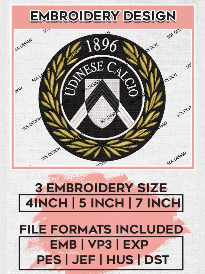 Udinese Calcio Embroidery Design Files, Serie A Embroidery files, Serie A Udinese Calcio Teams, Football, Digital Download