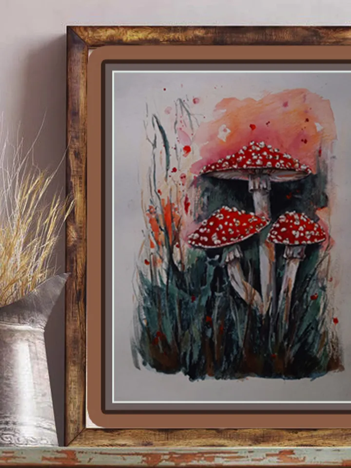 Watercolors painting Fly agarics by TanyaSeptember 23x29,6 cm (9х11,65 inches)