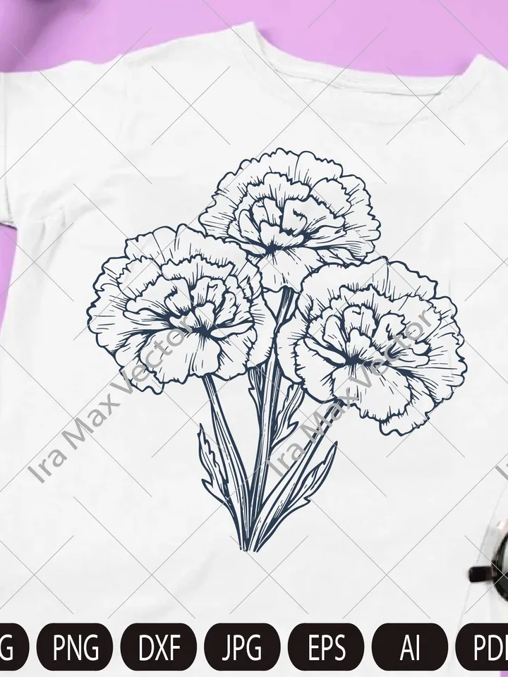 Carnation Flower SVG,Carnations svg,Carnation Hand drawn,carnation Files For Silhouette,Bouquet carnations svg,Carnations svg,Carnation png
