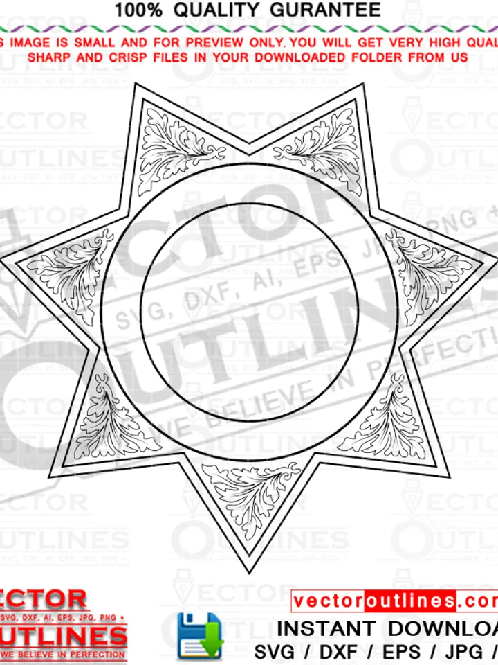 Sheriff 7 Star Badge Template Vector Svg Pdf Dxf Ai File For Custom Sheriff Badge