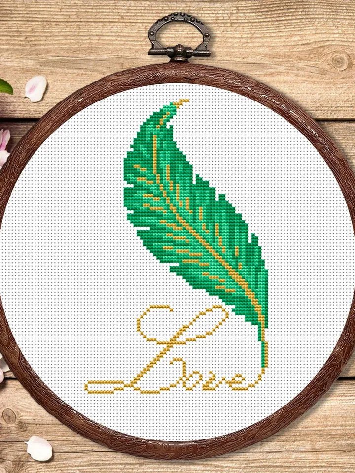 The Feather Love Cross Stitch Pattern, Feather Cross Stitch Pattern, Folklore Cross Stitch Pattern, Boho Feather Patterns #oth008