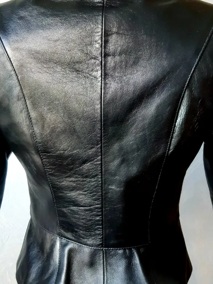 Ladie's Genuine Soft Lambskin Leather Jacket in Black. Handmade Embroidered Lacing Jacket with Pockets. New Casual Style Leather clothes.