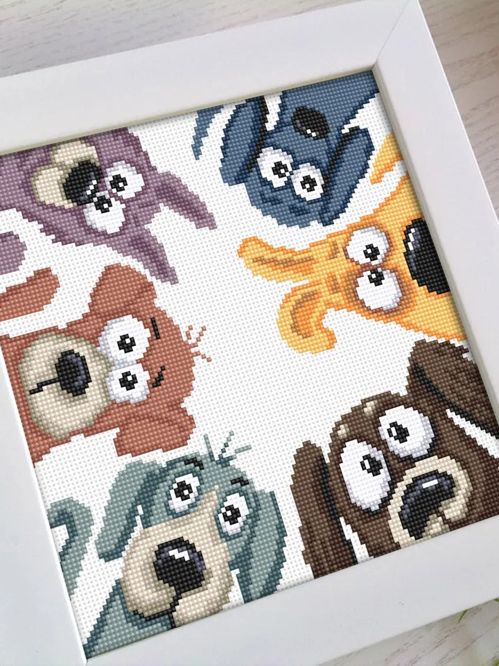 Funny dogs cross stitch pattern PDF instant download Pet cross stitch chart for beginners, Dog pattern digital PDF, Dog lover gift #K70