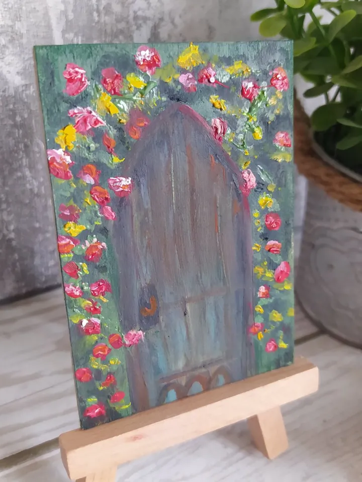 ACEO 12 , Door to the Unknown, 2.5*3.5 inches (6.5*9 cm), oil