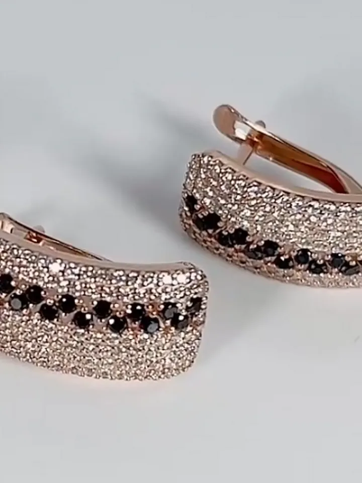 Earrings 925 silver gold plated with spinel and cubic zirconia