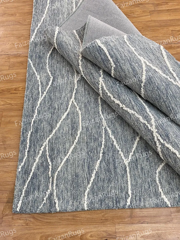 8x10 Hand Tufted Modern Rug Handmade 100% Woolen Rug High and Low Large Area Rugs for Living Dining Bedroom Custom Rug 6x9 8x10 9x12 10x14