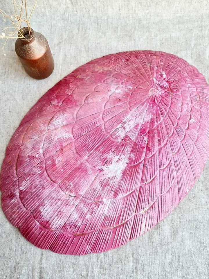 Hand Paint Pink Glass Plate for Exquisite Jewelry, Large Shell Pink Glass Plate
