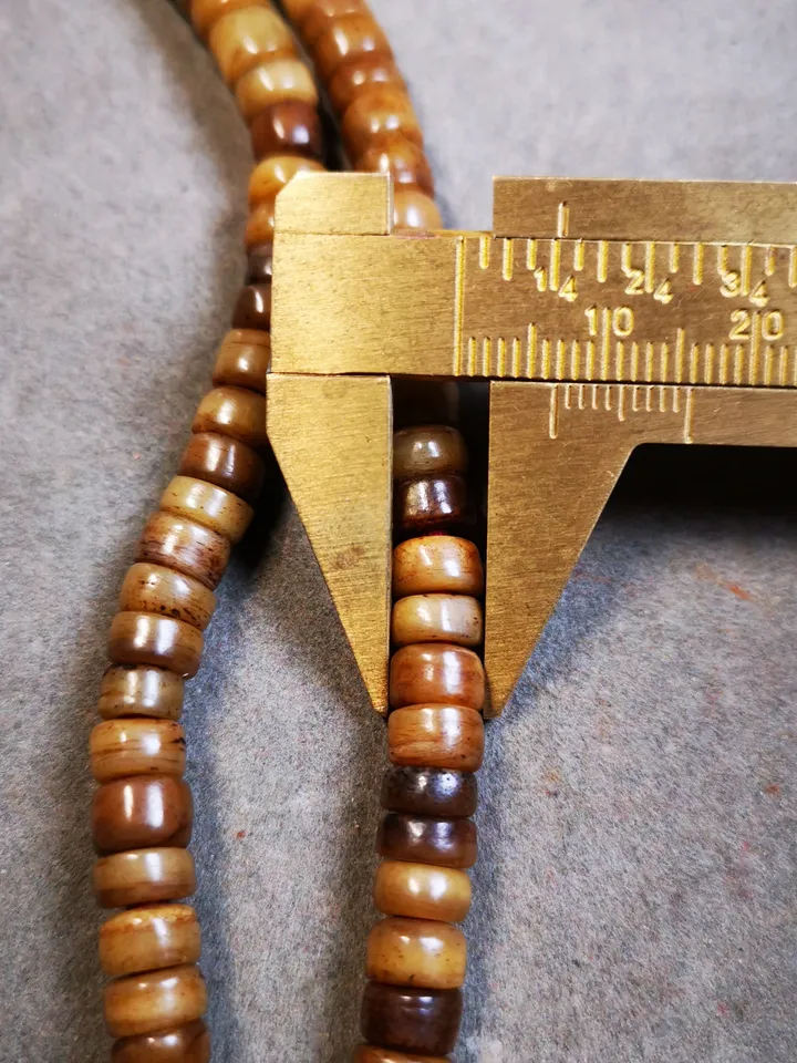 Gandhanra Original 6mm Tibetan Yak Bone Mala Beads Necklace, Hand-carved Tibetan Prayer Beads