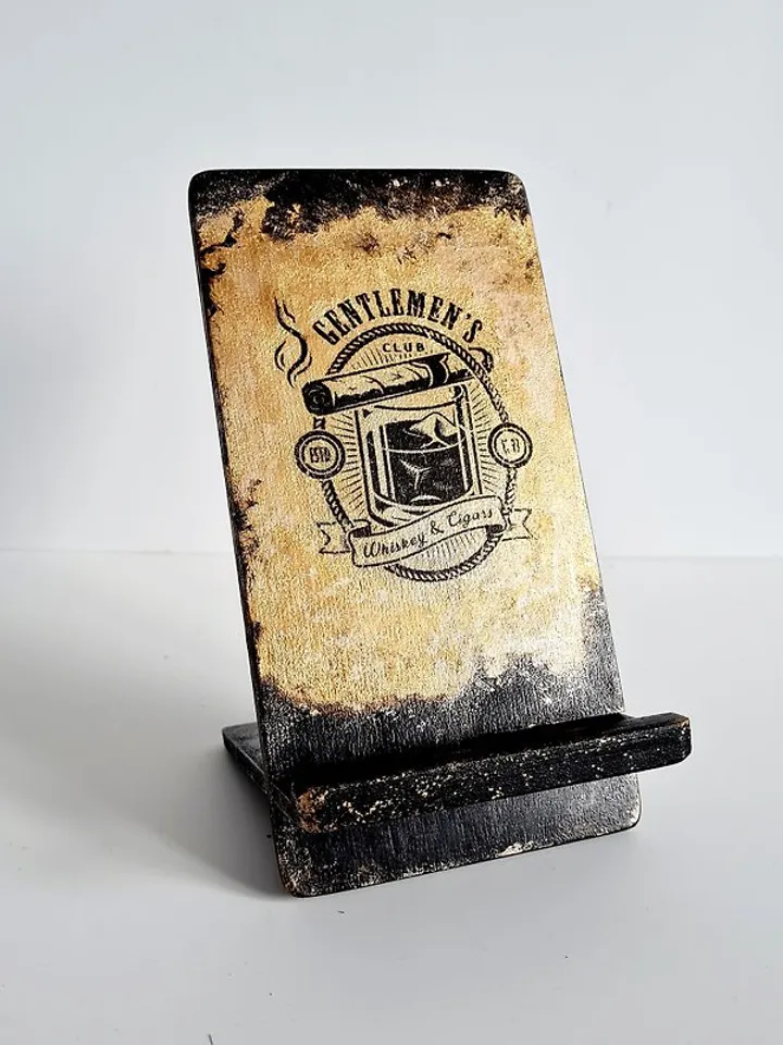 Craft Phone holder for desk Cell phone stand for man Black and gold phone stand