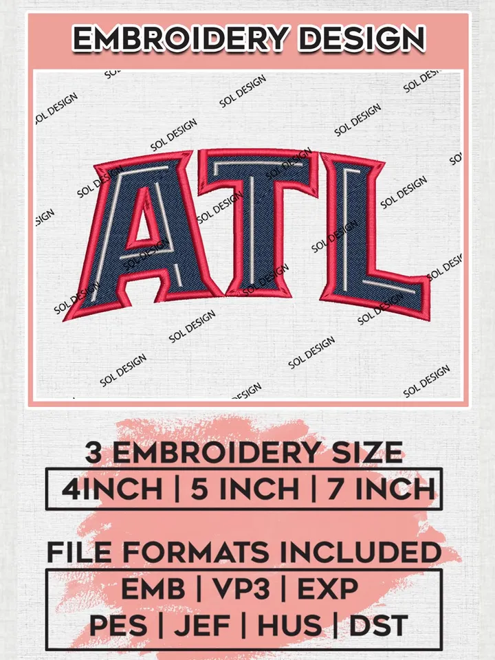 NBA Atlanta Hawks Wordmark Logo Embroidery Designs, Atlanta Hawks Embroidery Design Files, NBA Logo Machine Embroidery, NBA Embroidery Design, Digital Download
