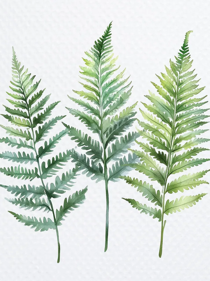 12 Forest Fern Leaves PNG bundle, Printable Watercolor Fern Clipart for sublimation, Digital download, Paper craft, junk journals