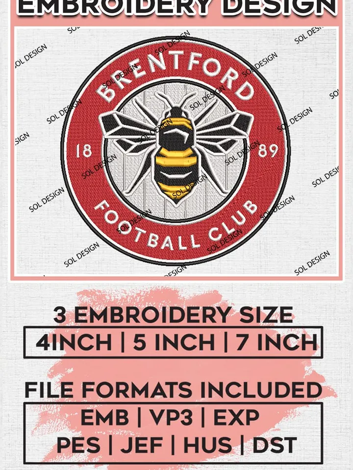 Brentford Embroidery Designs, Premier League Embroidery, EPL Embroidery Designs, EPL Brentford Embroidery Designs