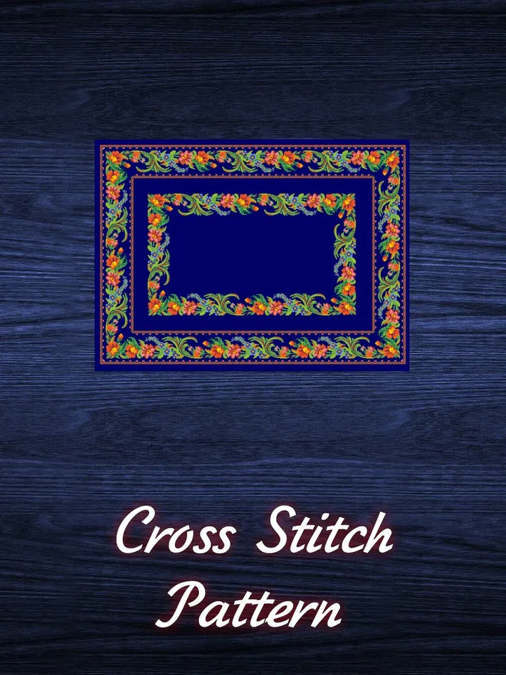 Antique Cross Stitch Pattern Tablecloth with Flowers Counted Digital Download PDF