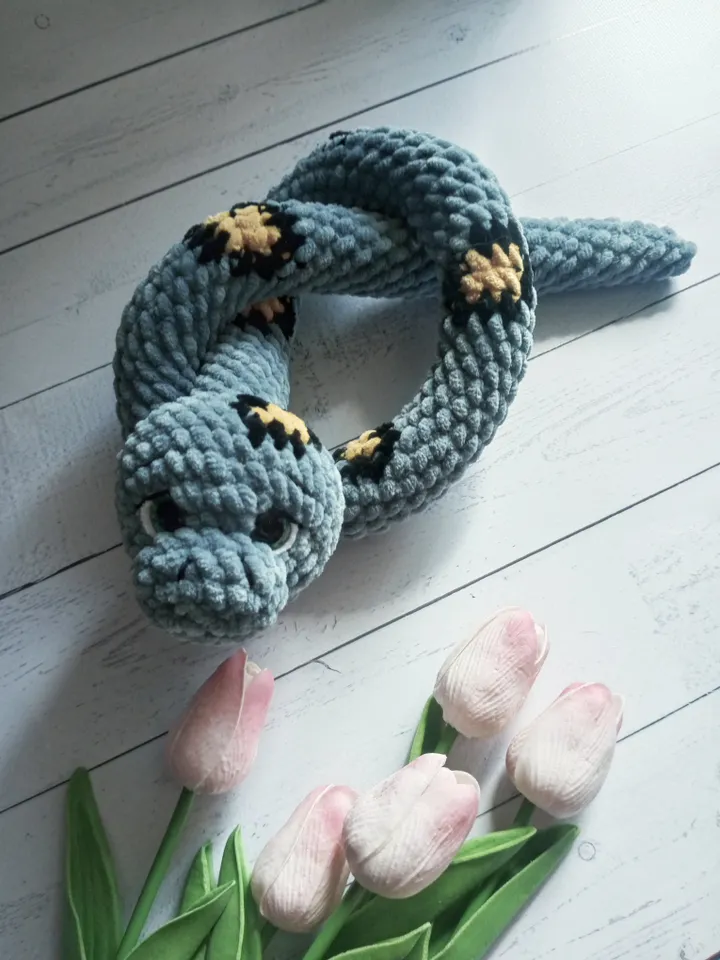 Snake plush crochet pattern No sew do it yourself Amigurumi tutorial PDF in English