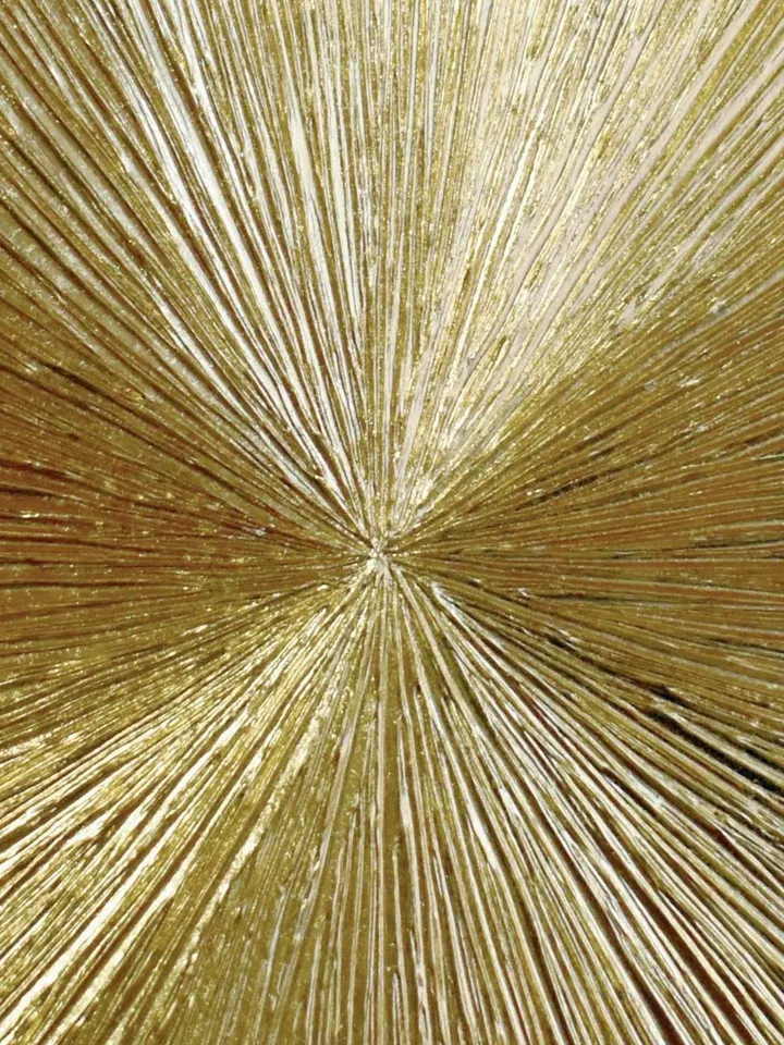 Golden Rays Abstract Wall Art Textured Original Painting on a round canvas | Gold Metallic Modern wall decor Gold Leaf Art