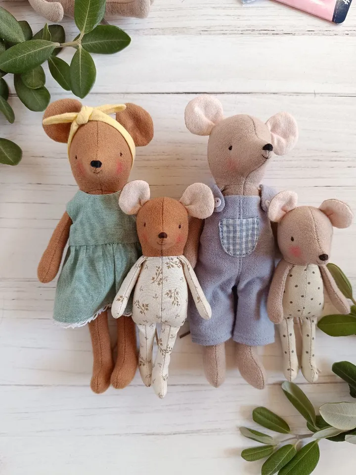 Mouse Sewing Pattern & Tutorial - DIY Family of Mice, Soft Mini Toys, Clothes Pattern For Mouse, 6.5 Inches Mouse, Mini Mouse, Baby Mouse