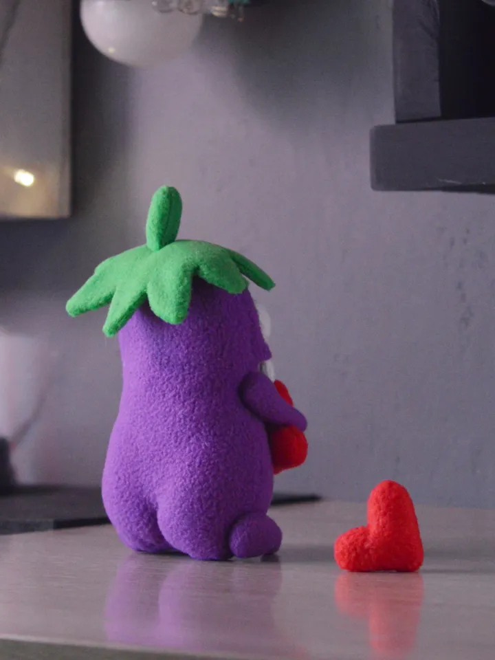 PDF plush sewing pattern β Fleece Eggplant Softie Toy DIY Guide