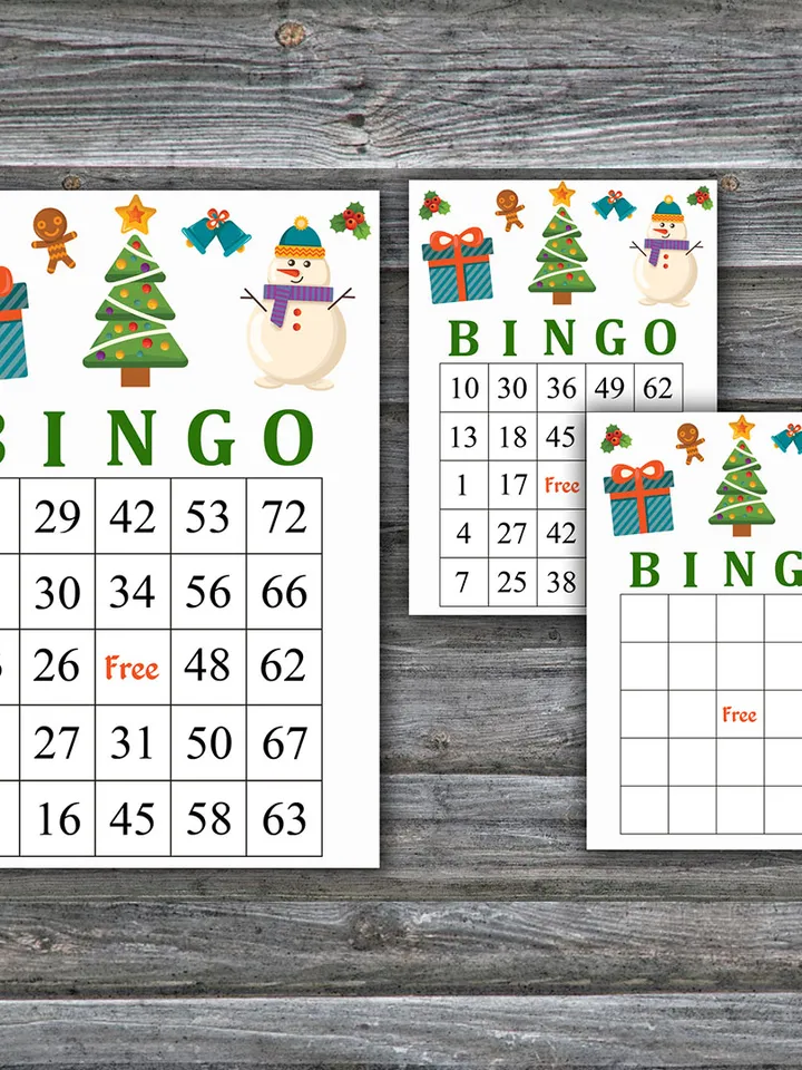 Christmas bingo game card,Snowman bingo game,Christmas Bingo Printable,Holiday Bingo Cards,INSTANT DOWNLOAD--51