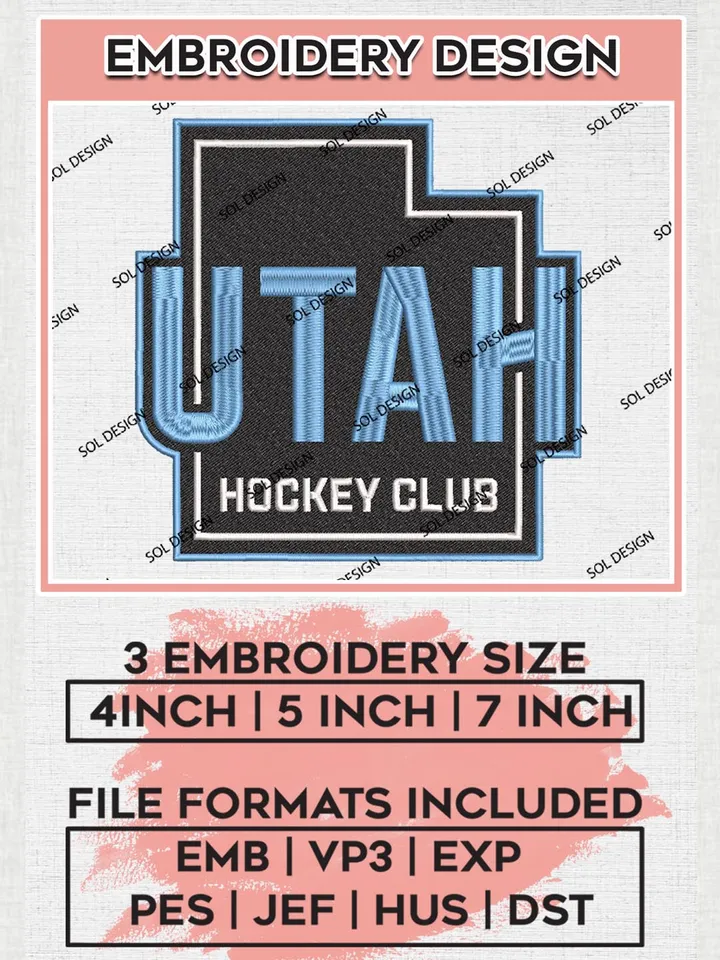 NHL Utah Hockey Team Embroidery Designs, NHL Utah Hockey Club Files, Hockey Team Embroidery, Machine Embroidery Design, Digital Download