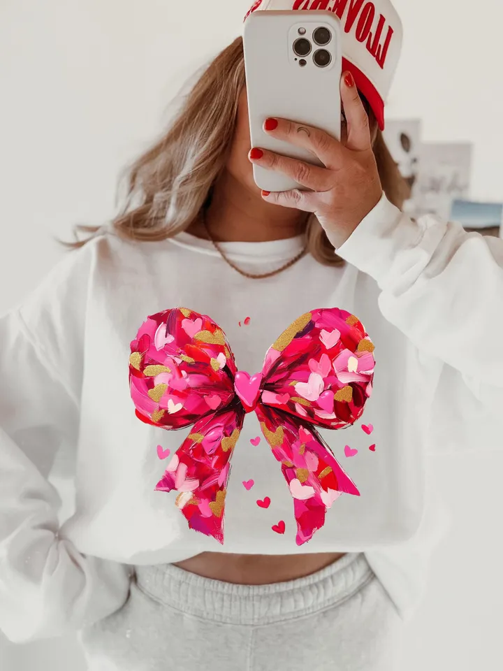 Valentines Day Coquette Bow PNG, Valentine Brushstroke Png, Valentines Day Sublimation Design, Coquette Valentine Png, Trendy V-day Png