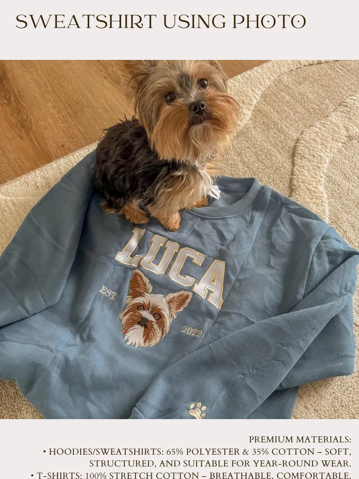 Custom Dog Face Embroidered Sweatshirt, Personalized Pet Crewneck Hoodie, Embroidered Crewneck, Gift for Dog Mom, Pet Lovers Gift