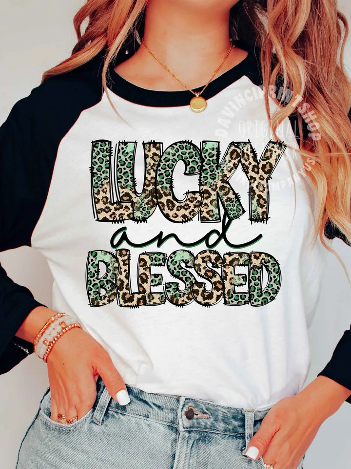 St. Patrick's Day Png, Lucky Png, Blessed png, Retro St. Patty's Day Png, Green Leopard, Retro Png, Sublimation Design, Digital Download