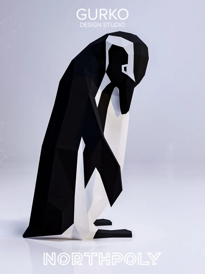 Itchy Magellanic Penguin Papercraft, Digital Template, PDF Download, Gurko, LowPoly, Pepakura, Origami Sculpture, Paper Party Decor,DIY Gift