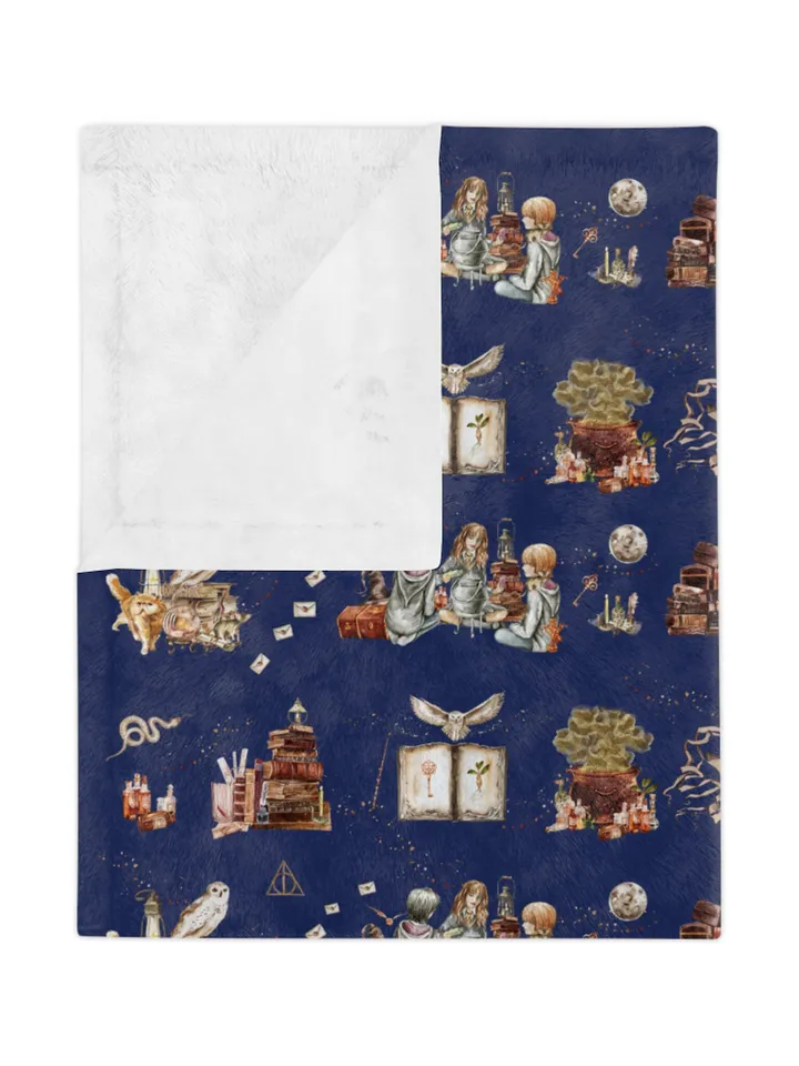 Wizarding World Baby Blanket; Magic School Baby Fleece Blanket Owl Key Magic World Custom Wizard Blanket Gift for Baby Minky Blanket WBB12