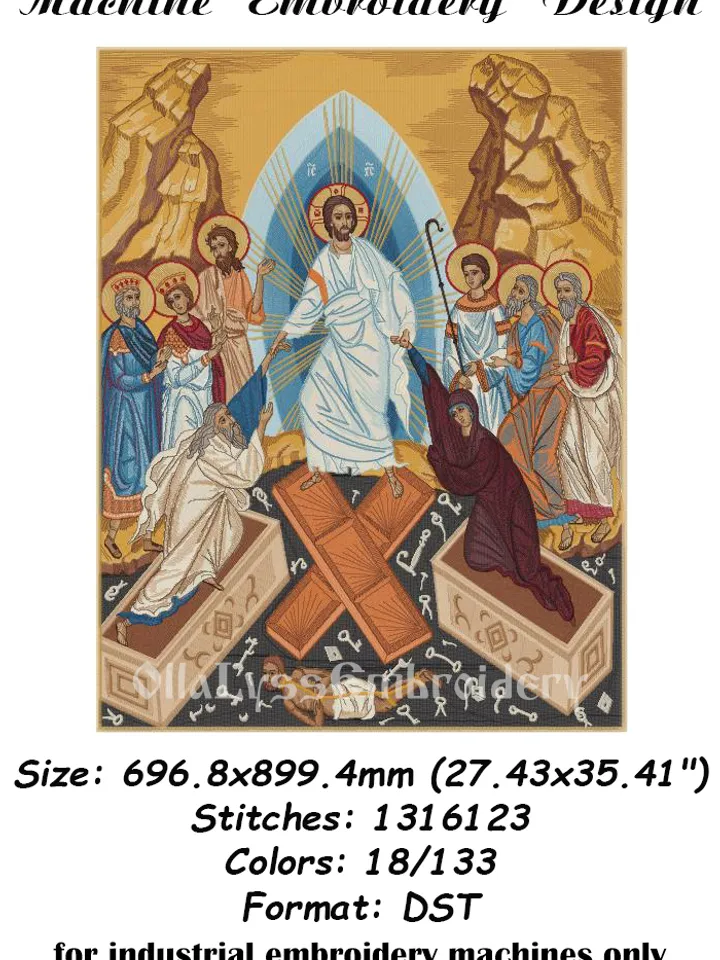 Resurrection of Christ embroidery design