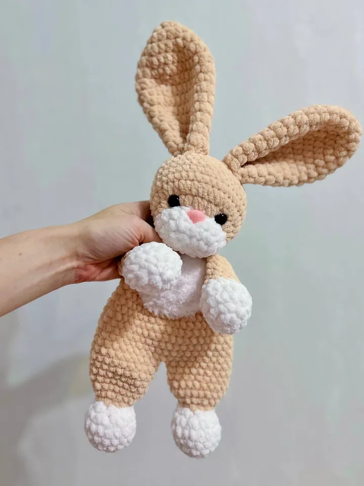 Crochet bunny snuggler Baby lovey Handmade bunny cuddle toy for kids