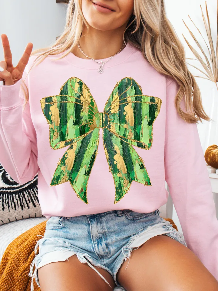 St. Patrick’s Day Bow png, St Patricks Coquette PNG, Coquette PNG, Glitter Faux Disco png, St Patrick's Day png, Shiny Irish png, Shamrock