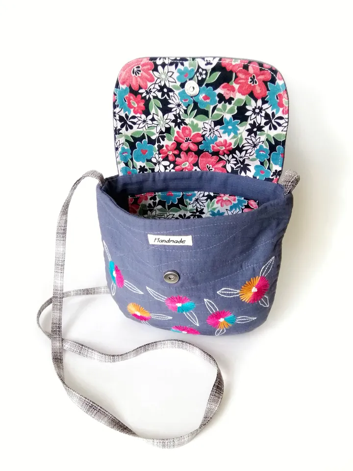 Handcrafted Small Embroidered Messenger Purses for Women - Handmade Fabric Mini Shoulder Bags: Stylish Floral Designs. FREE SHIPPING!