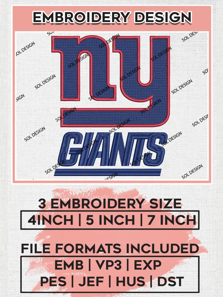 New York Giants Football Embroidery files, Giants NFL Logo Embroidery files, NFL Teams, Football, Digital Download | EMB_SPORT_16