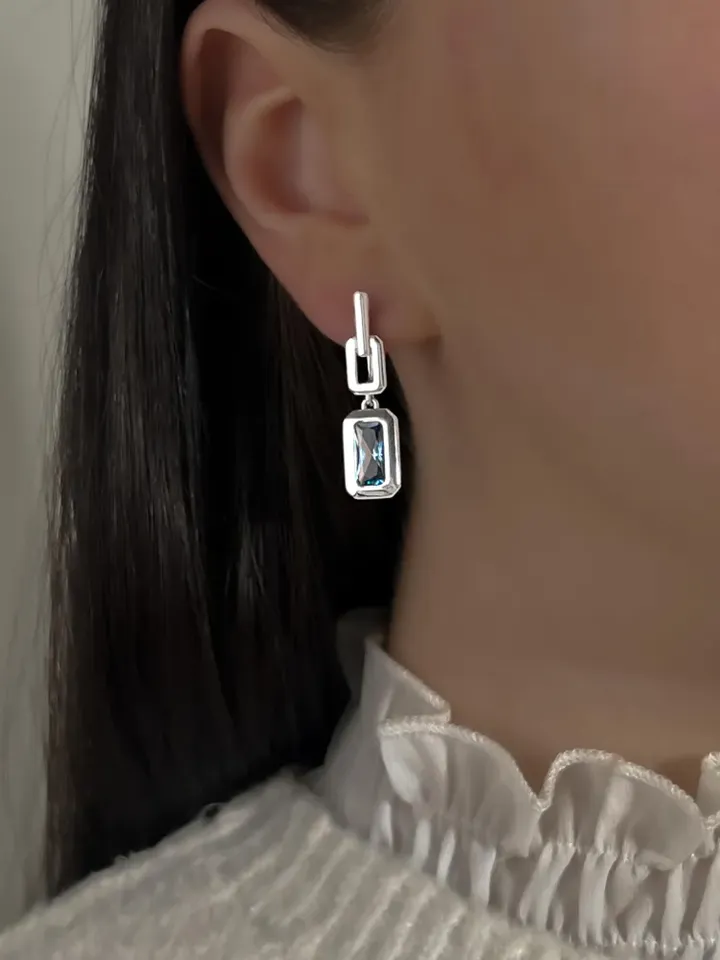 Earrings women silver 925 jewelry long earrings with topaz