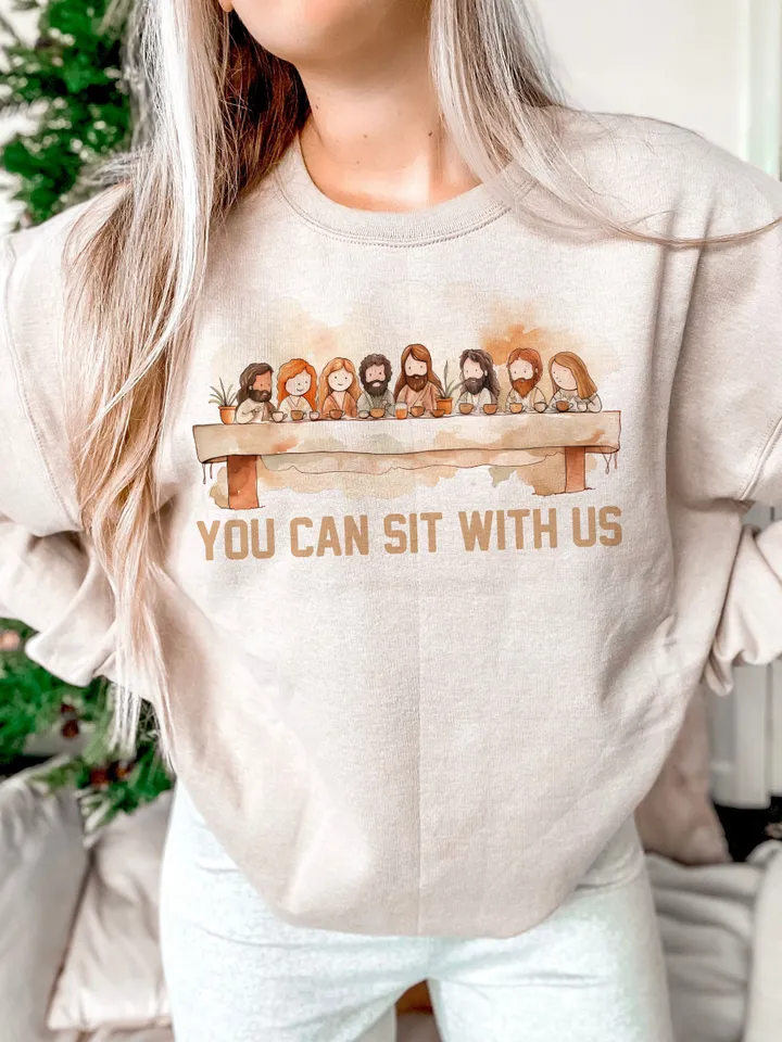 Easter Jesus png, Christian Sublimation Jesus png, You Can Sit With Us, Faith Shirt Easter Lord's Last Supper Disciples, Jesus Sublimation