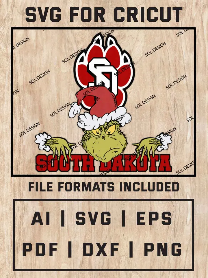 Grinch South Dakota Coyotes SVG, NCAA SVG Design, NCAA South Dakota Coyotes SVG, NCAA South Dakota Cricut, Christmas Svg, Grinch svg, Digital Download