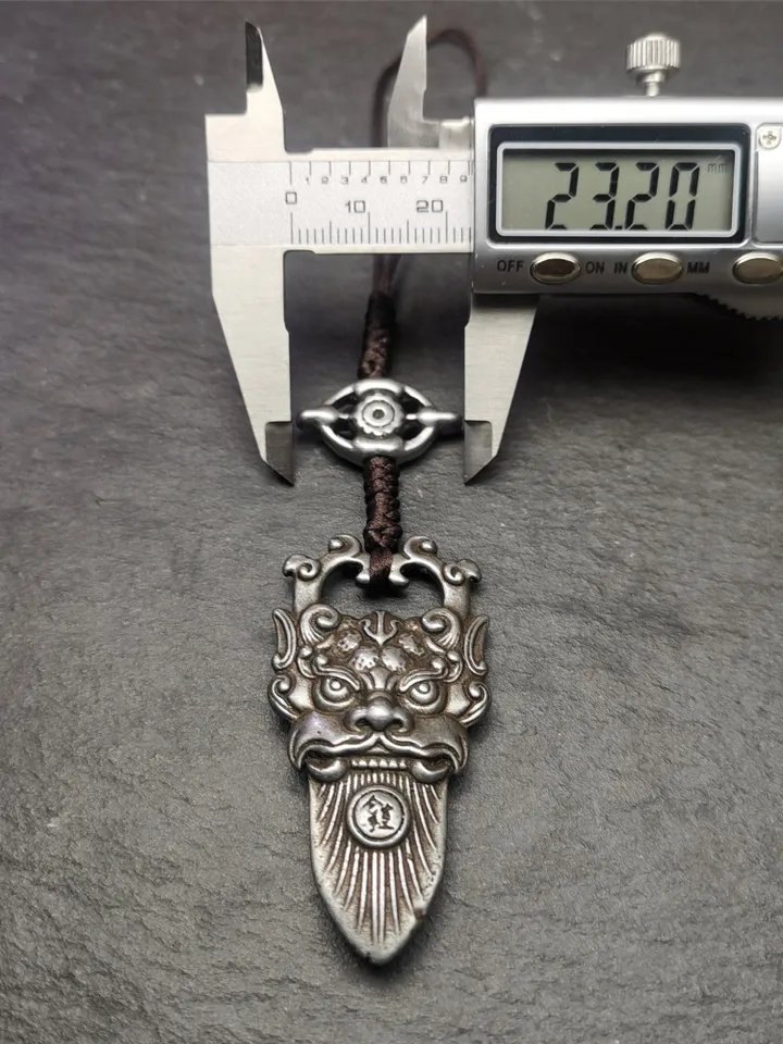 Gandhanra Handmade Tibetan Buddhist Amulet,Kirtimukha Pendant,Bhoma,Banaspati,Mouth of Kala,Made of Cold Iron,1.97&quot; × 1.0&quot;