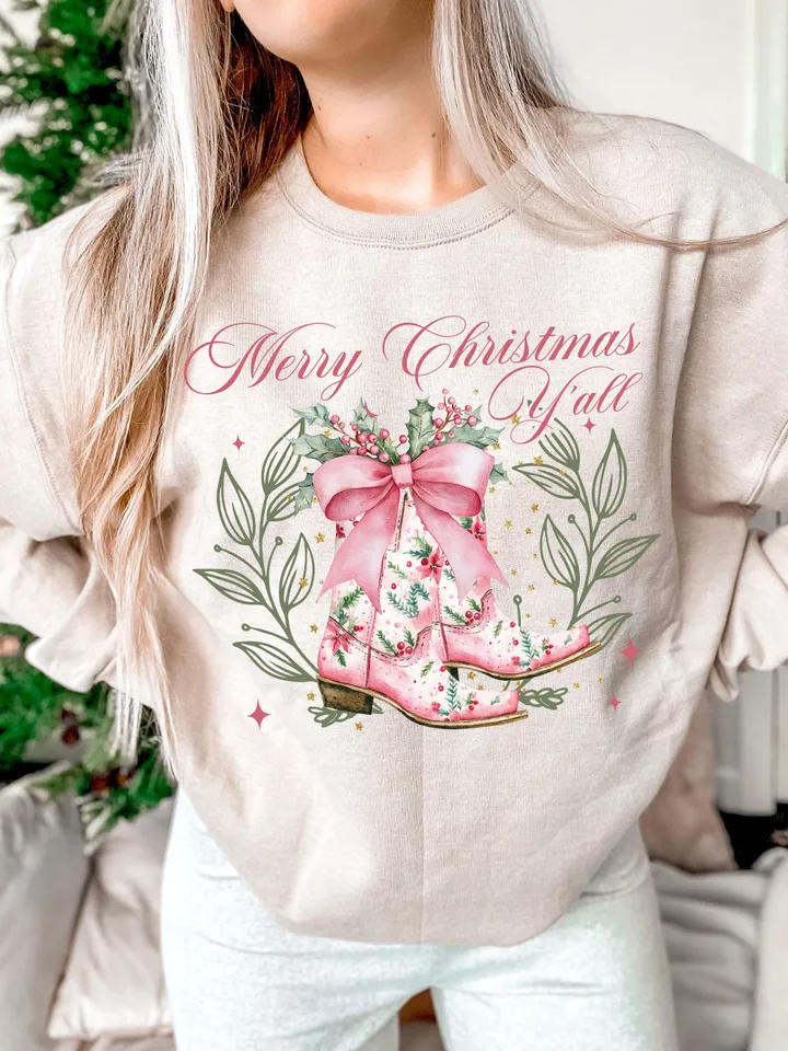 Cowboy Pink Christmas PNG, Merry Christmas png, Western Sublimation, Western Christmas png, Christmas png, Coquette country Christmas png
