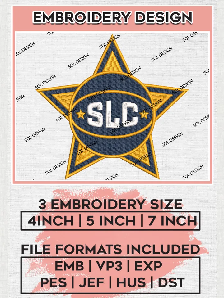 NBA Salt Lake City Stars Basketball Team Wordmark Logo Embroidery Designs, NBA G League Team Embroidery Files, Basketball Machine Embroidery Designs, NBA Salt Lake City Stars Team Logo, Sport Machine Embroidery Design, Digital Download