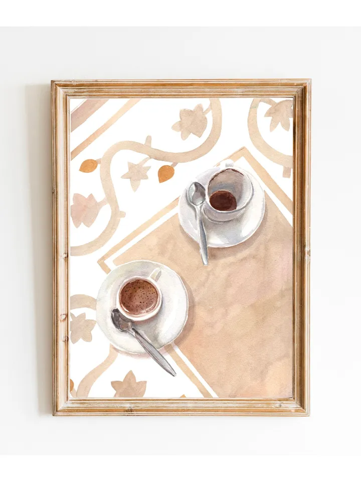 Coffee Still Life, Watercolor Painting, Coffee Lover Gift, Kitchen Wall Art, Breakfast Still Life, Vintage Cafe Decor, Cafe Art, Cafe Print