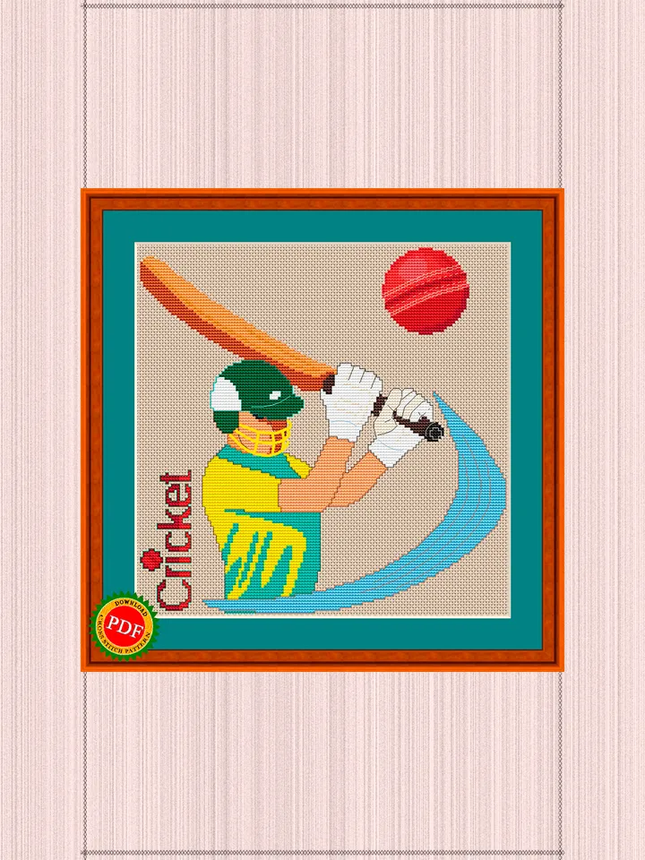 Cricket Cross Stitch Pattern | Cricketer | Cricket Player