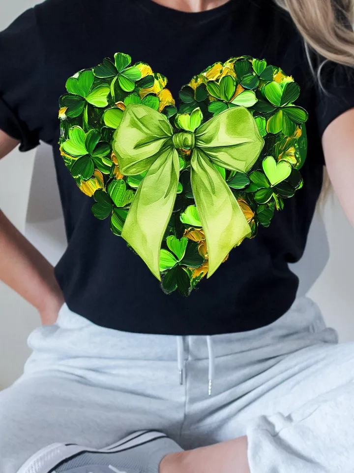 St. Patrick’s Day Heart Bow, Brushstroke png, 4 leaf clover png, St Patrick's Day png, Irish png, Shamrock png designs, Coquette st patrick