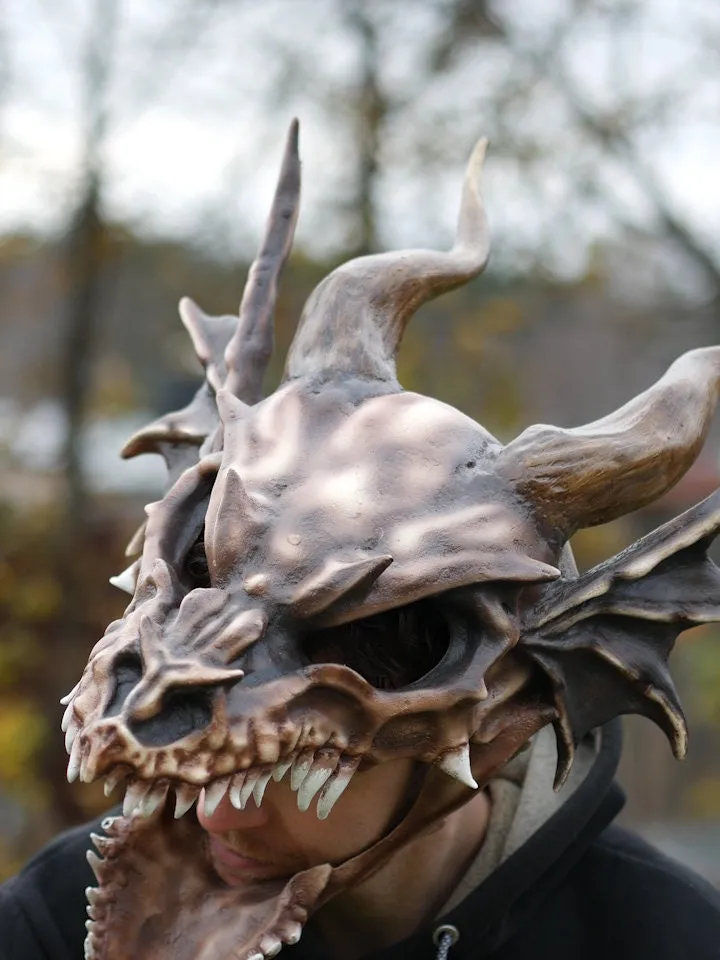 Dragon skull Mask, Dragon Mask, pagan headdress, ritual mask, fantasy dragon, dragon costume, shamanic mask, pagan mask