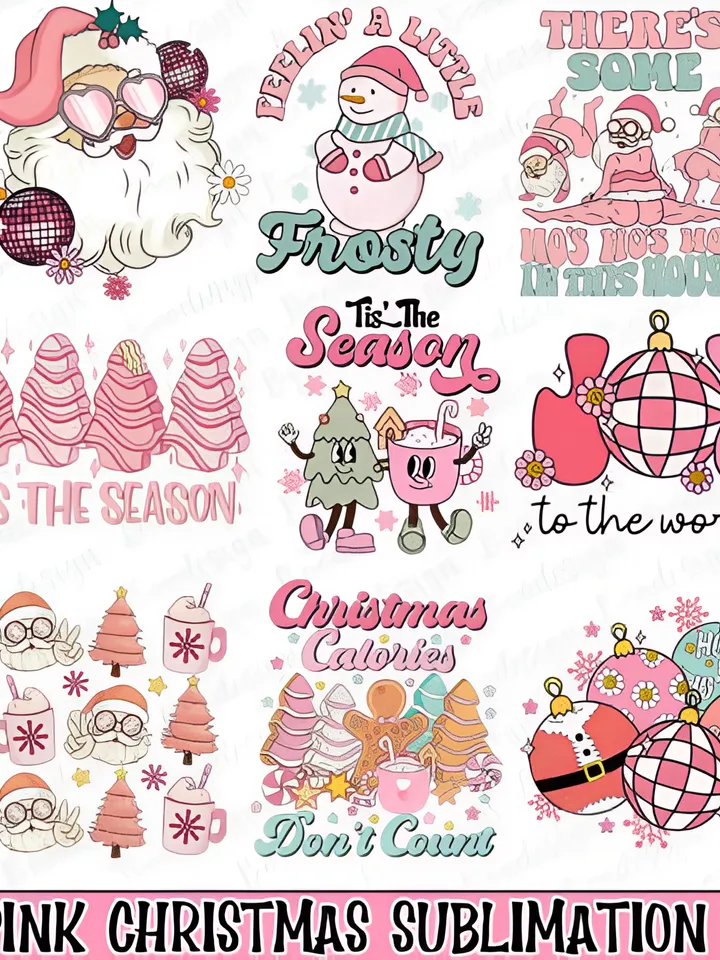 Pink Retro Christmas Sublimation Bundle