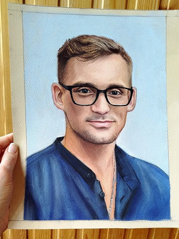 Personalized pastel portrait of a man | Hand drawn colored custom portrait from photo | Hand painted custom pastel portrait from photo