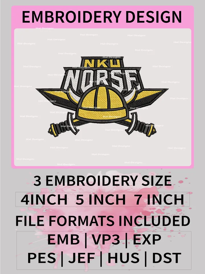 NCAA Northern Kentucky Norse Embroidery File, 3 Sizes, 6 Formats, NCAA Machine Embroidery Design, NCAA Logo, NCAA Teams